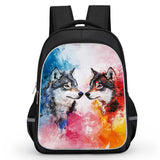 Cute Wolf Backpack Set for School