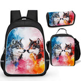 Cute Wolf Backpack Set for School