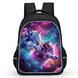 Galaxy Wolf Backpack Set - Backpack, Lunch Bag, and Pencil Case