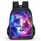 Galaxy Wolf Backpack Set - Backpack, Lunch Bag, and Pencil Case