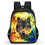  Fiery Wolf Print Backpack