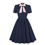 Elegant Vintage Lace-Up A-Line Dress