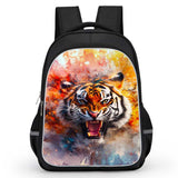 Fiery Tiger Print Backpack for School Students Bookbag