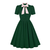 Elegant Vintage Lace-Up A-Line Dress