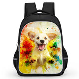 Color Splash Dog Print Backpack School Bag