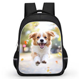 Happy Dog Print Backpack for School 16-Inch School Bag