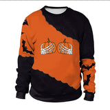 Halloween Pumpkin Print Thermal Lined Sweatshirt Pullover