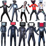 TV Man Horror Game Costume Jumpsuits Mask Party Fancy Dress