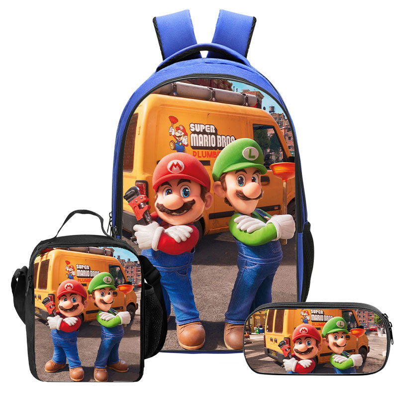 Kids Backpack Lunch Bag Pencil Case Blue School Bag for boys