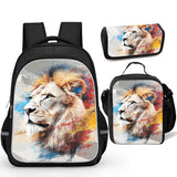 Lion Head Backpack Set for School 16-inch Backpack