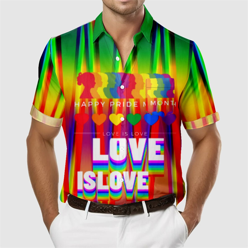 Rainbow Flag Lgbt Gay Pride Shirt Mens Button Down Tropical Hawaii Beach Shirts