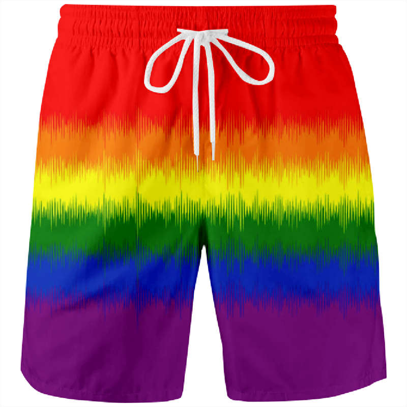 Men's Pride Gay Flag Swim Trunks Quick Dry Beach Shorts with Pockets