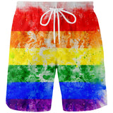 Men's Pride Gay Flag Swim Trunks Quick Dry Beach Shorts with Pockets