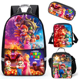 Super Mario School Backpack Lunch Bag Shoulder Bag Pencil Case 4 Pieces