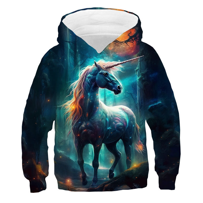Novelty Hoodie for Girls Kids Horse Pullover Sweatshirts Cute Clothes