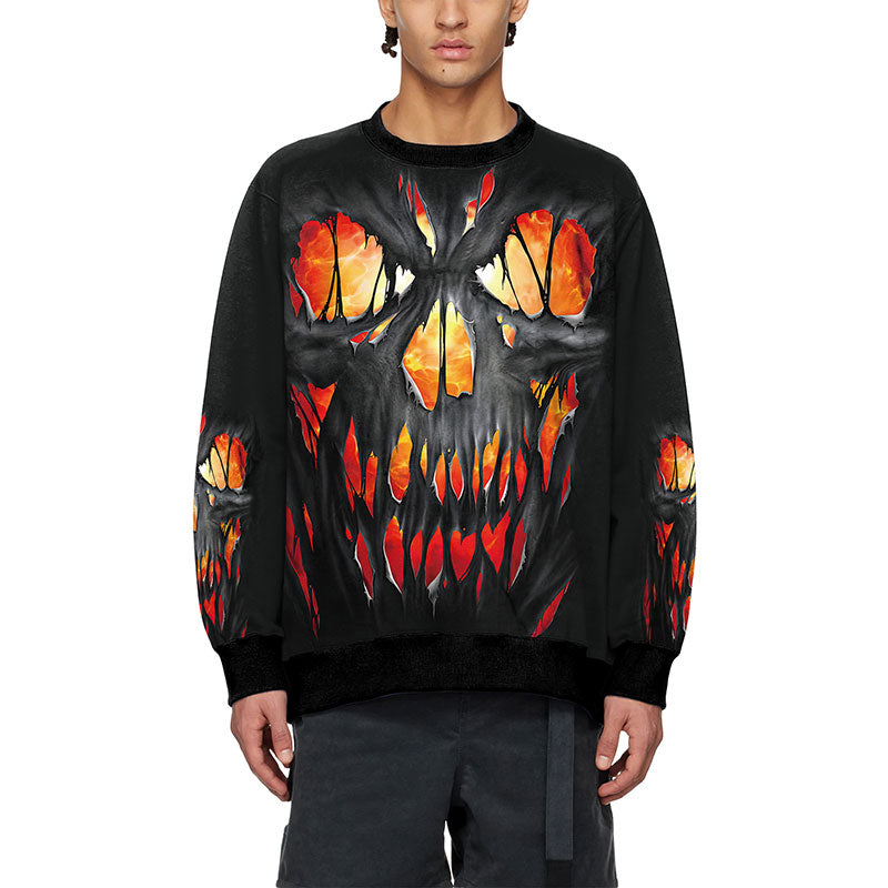 Unisex Halloween Themed Skull Graphic Sweatshirt Ugly Christmas Sweater