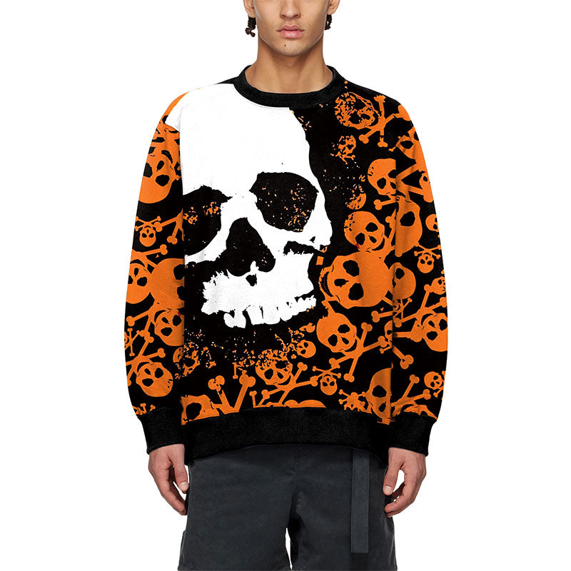 Unisex Halloween Themed Skull Graphic Sweatshirt Ugly Christmas Sweater