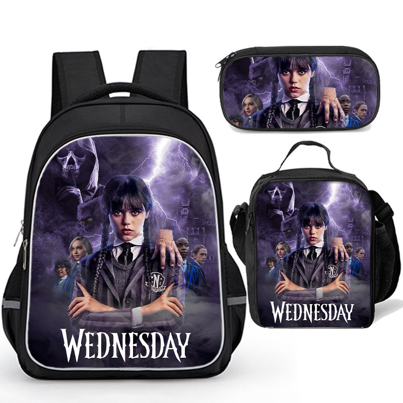 Wednesday Addams School Bookbag Backpacks with Lunch Box