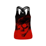 Women's Skull Pumpkin Print Punk Rock Gothic Shirt Short Sleeve Blouse Tank Tops