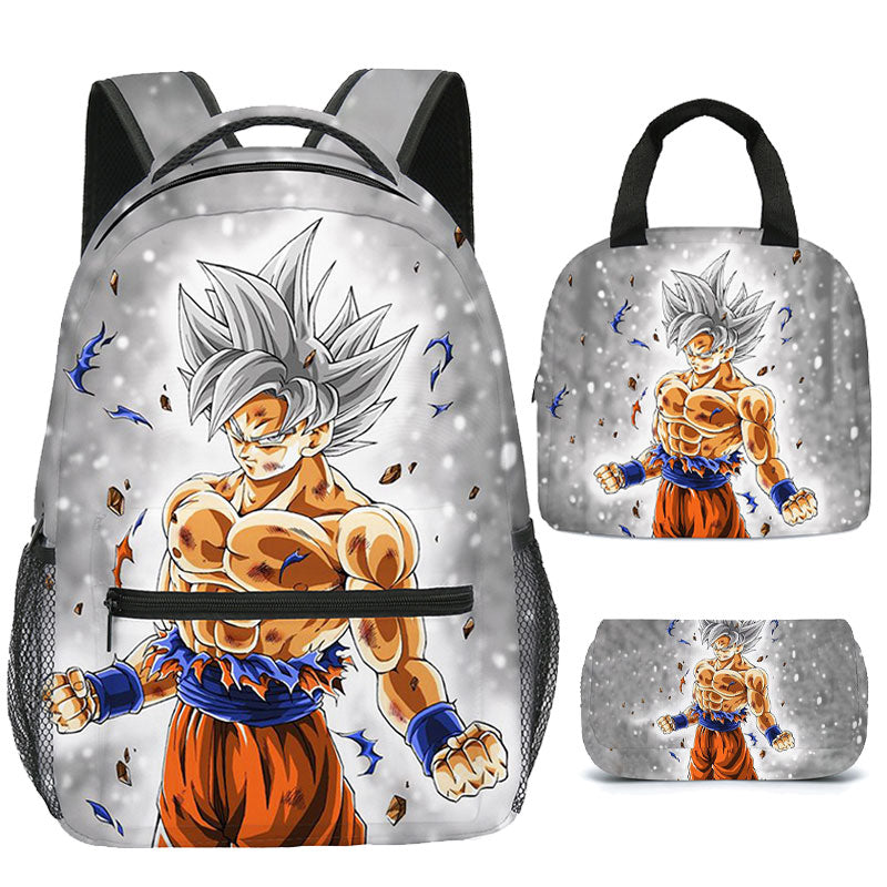 Goku Bookbag with Lunch Bag Pencil Case for School 16 in