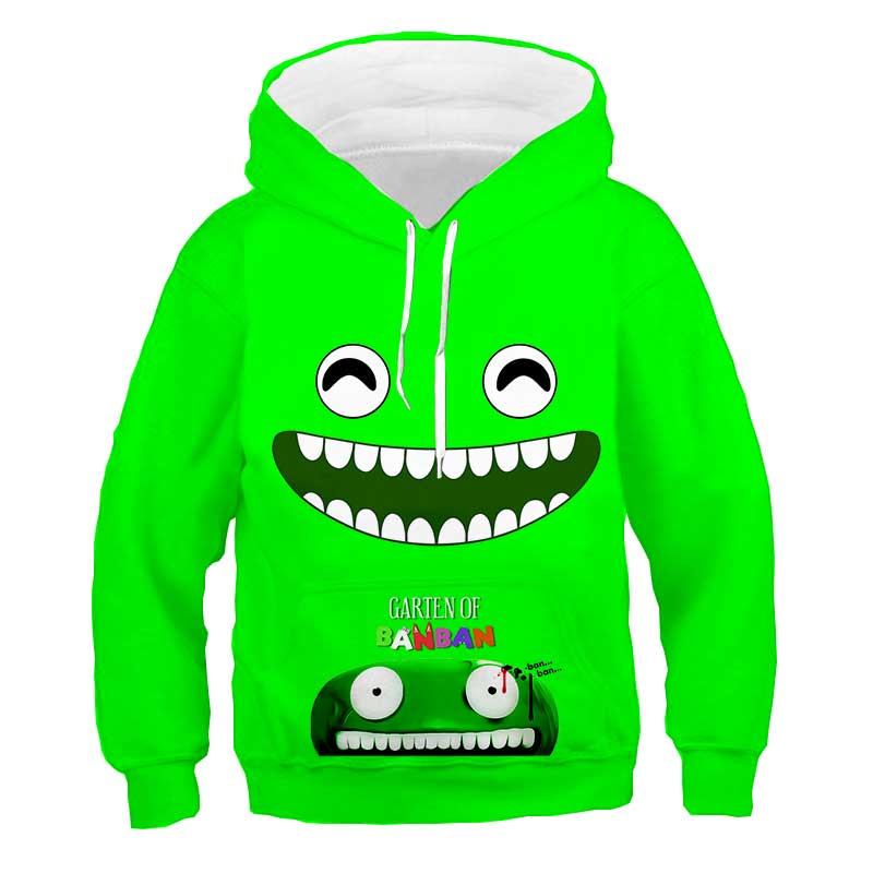 Cool Kids Cartoon Hoodie Green Hooded Sweatshirt for boys