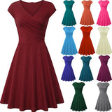 Solid Color V-neck Slim Body Dress