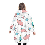 Kids pink pig  Blanket Hoodie Home clothes