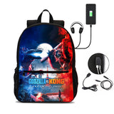 Godzilla Vs Kong Backpack Multifunction USB Charging for Teenagers Boys Student Girls School Bags Travel Bag