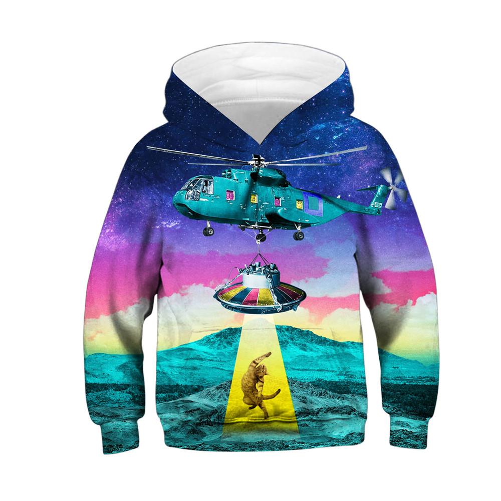 Boys Girls Sweatshirt Kids Hoodies Space Cat 3D Print Hoodies for Girls - firstcorset