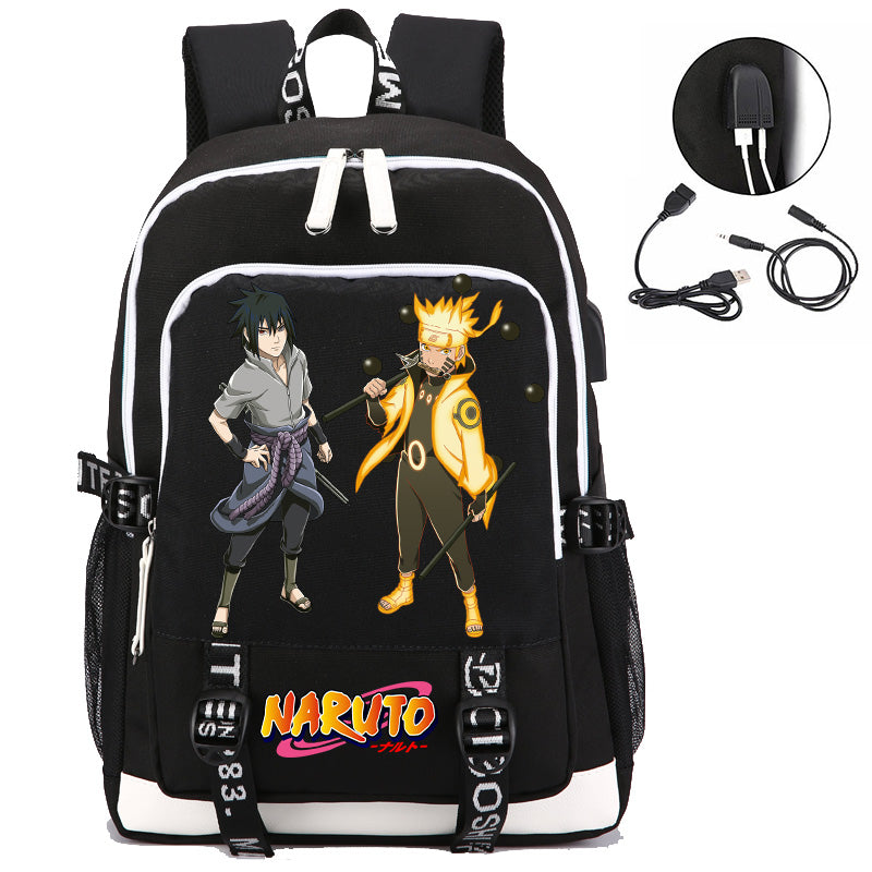 Anime Naruto Bookbag Daypack Laptop Bag Backpack School Bag with USB Charging Port
