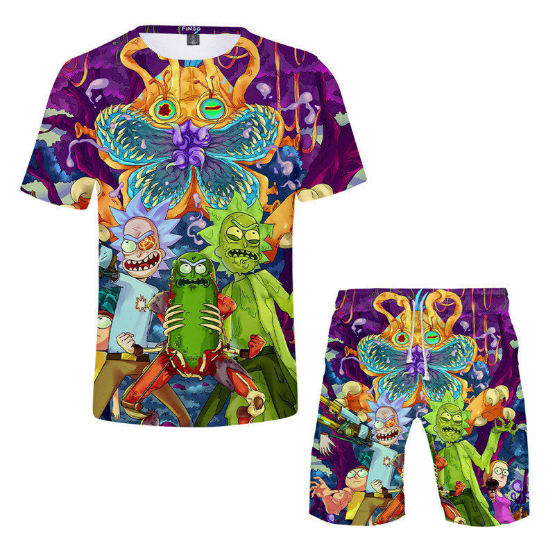 Rick and Morty T shirts Beach shorts Two Piece Set