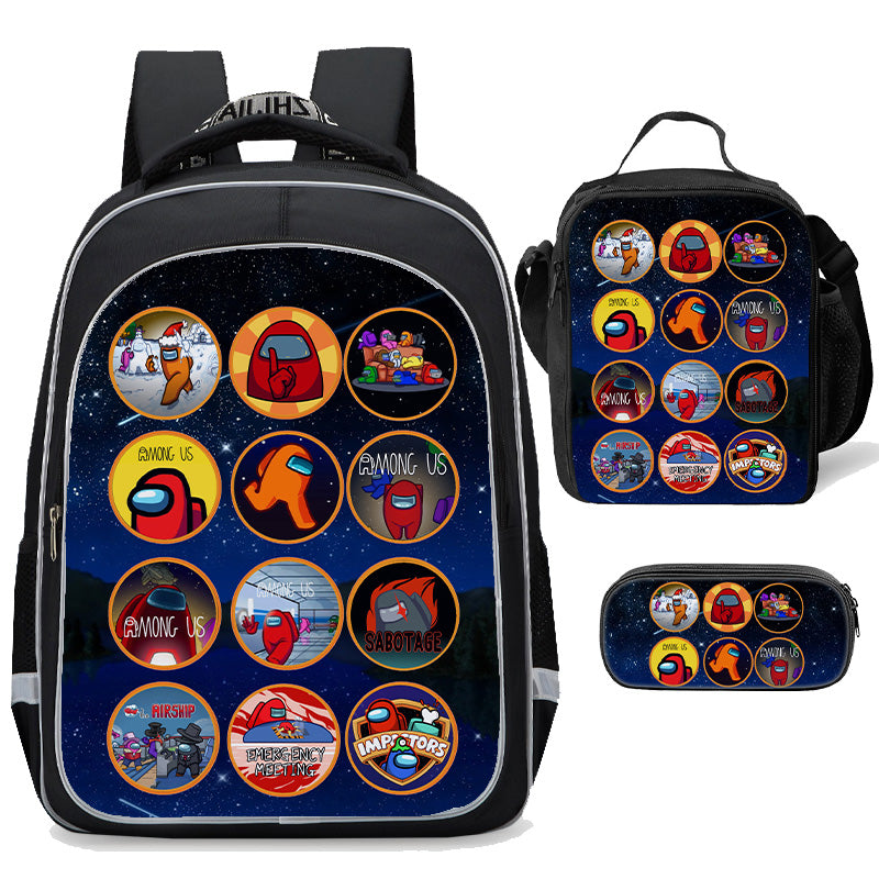 Among Us Backpack Set 16inch School bags backpack with Lunch Bag Pen Case 3 in 1