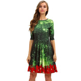 Women's 3D Ugly Christmas Print Round Neck Casual Flared Midi Dress