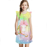 Girls Nightgowns Cute Princess Sleepwear Flutter Sleeve Pajamas Nightie Dress