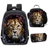 Kids Lion Backpack Set with Lunch Box Pencil Case 3 in 1