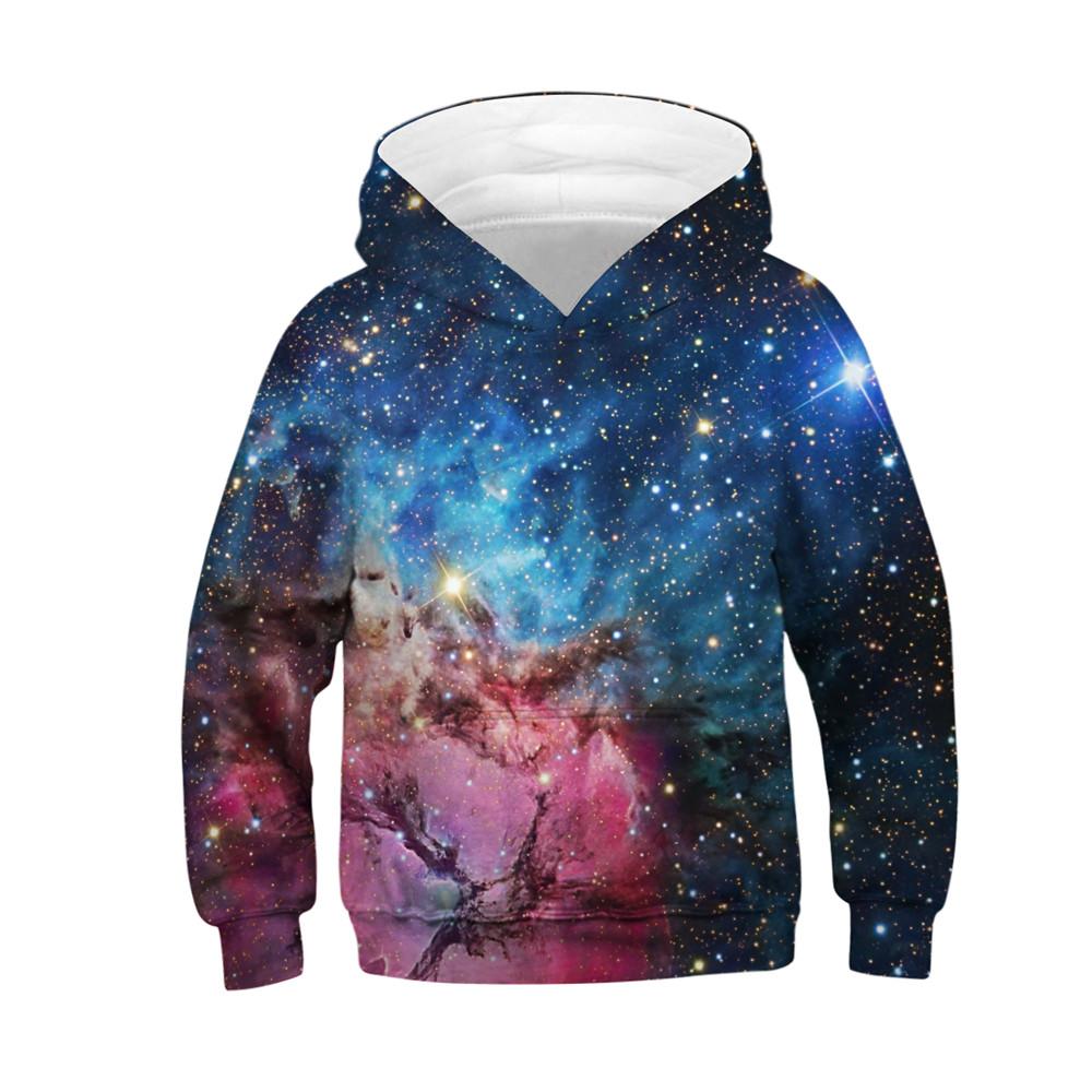 2019 Spring Autumn Boys Girls Hoodies Space Galaxy 3D Print Sweatshirt Kids Tops Casual Children Loose Hoody Tracksuit - firstcorset