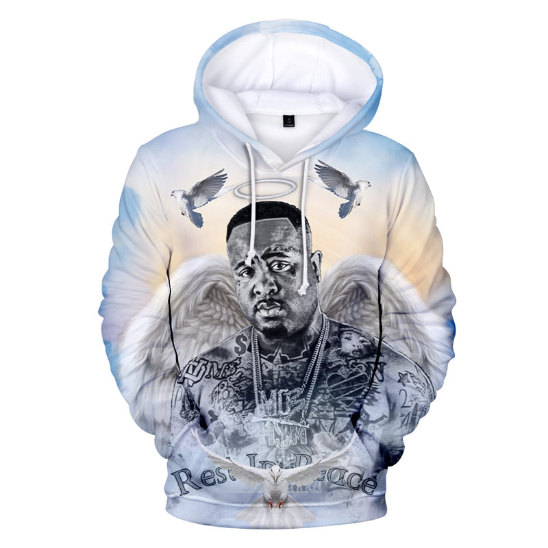 Letter MO 3 Hoodie Hip Hop Drawstring Pullover