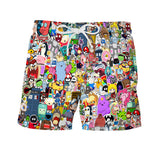Men's Printed Swim Trunks with Mesh Lining Quick Dry Swimsuit Sports Shorts
