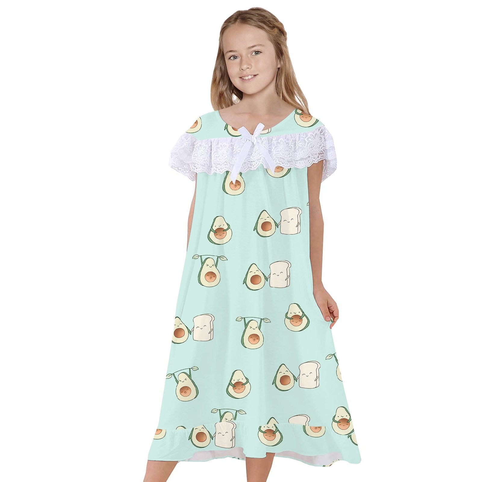 Girls Avocado Pajama Dress