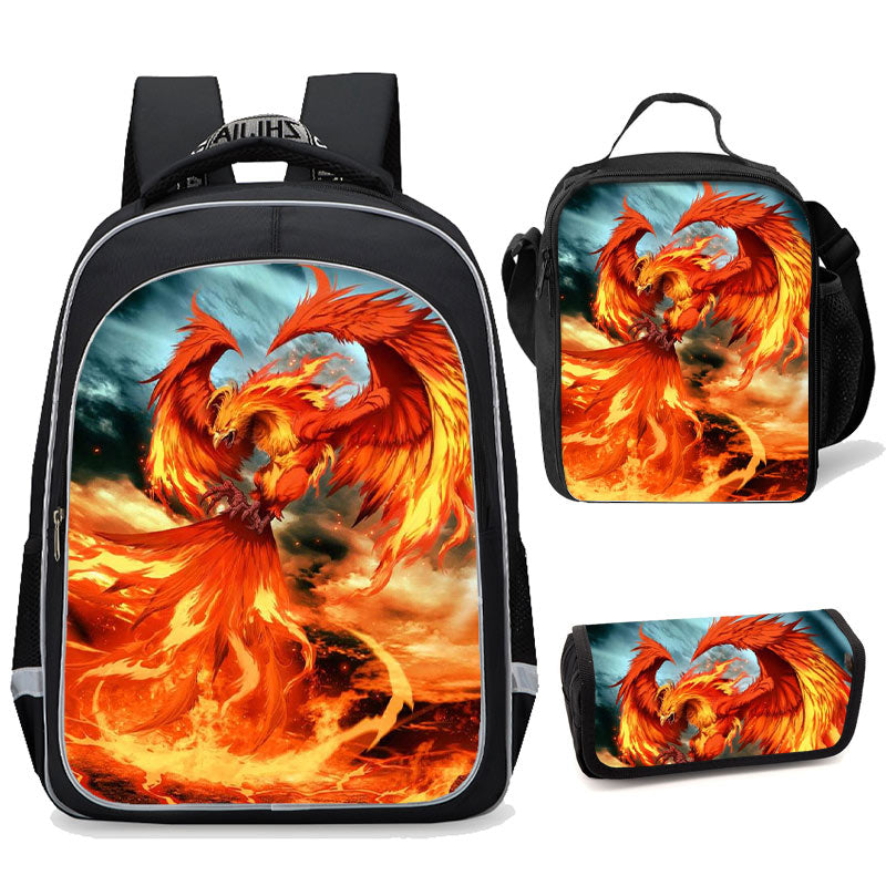 Moltres Backpack Set with Lunch Box Pencil Case 3 in 1