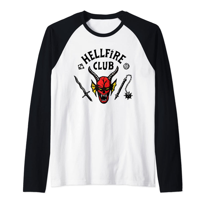 Letter Hellfire Club Graphic Color Block Raglan Sleeve Tee