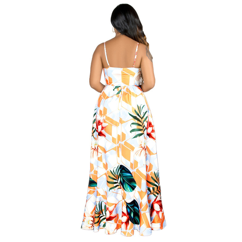 Stylish Halter Print Beach Dress