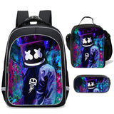 Marshmello Backpack Set 16inch School bags backpack with Lunch Bag Pen Case