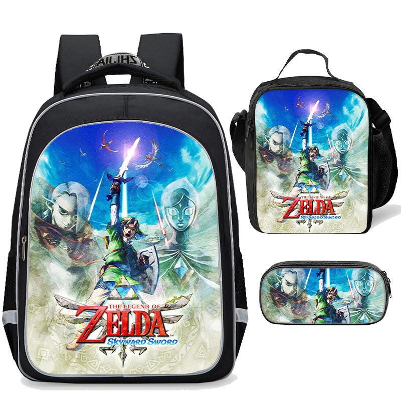 Zelda Backpack Set 16inch School bags backpack with Lunch Bag Pen Case 3 in 1