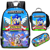 Minecraft Sonic The Hedgehog Backpack and Lunch Bag Kids School Bag Sets