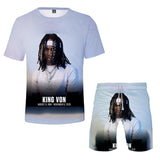 King von Short Sleeve T-shirts Beach shorts Two Piece Set