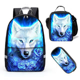 Wolf Printed Day Pack , Backpack for Women School Boys and Girls Bag Student