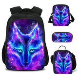 Galaxy Wolf Backpacks School Bag Lunch Bag Shoulder Bag Pencil Bag
