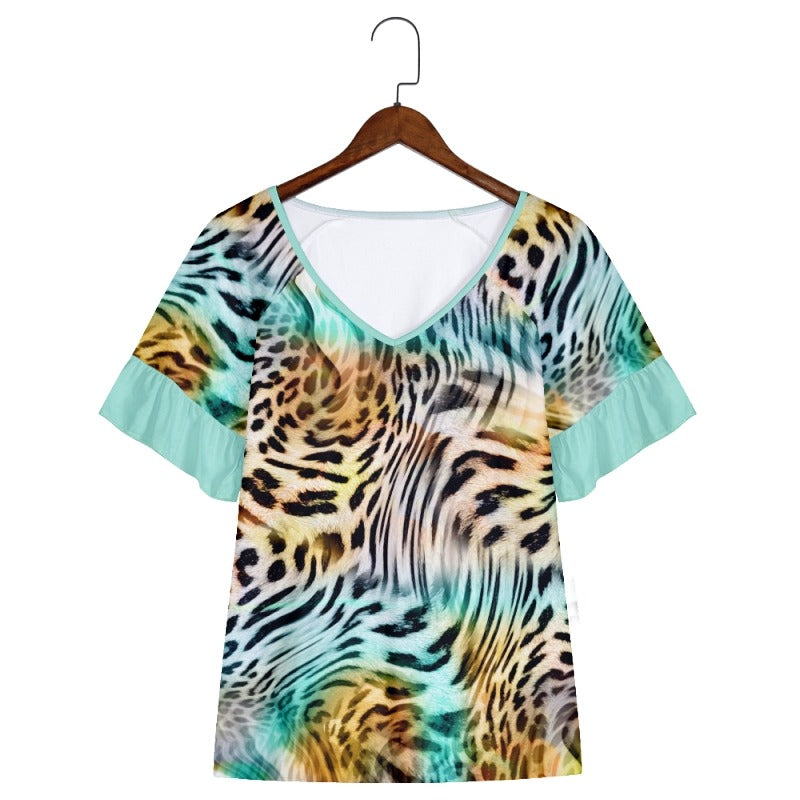 Casual Leopard-Print Short Sleeve Shirts & Tops
