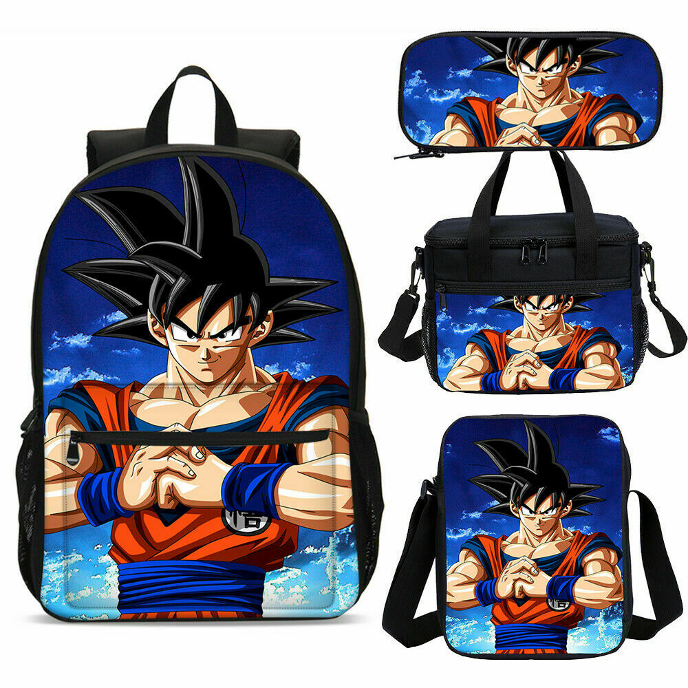 Dragon Ball Goku Schoolbag Set Boys Backpack Lunch Bag Crossbody Pen Bag 4Pcs